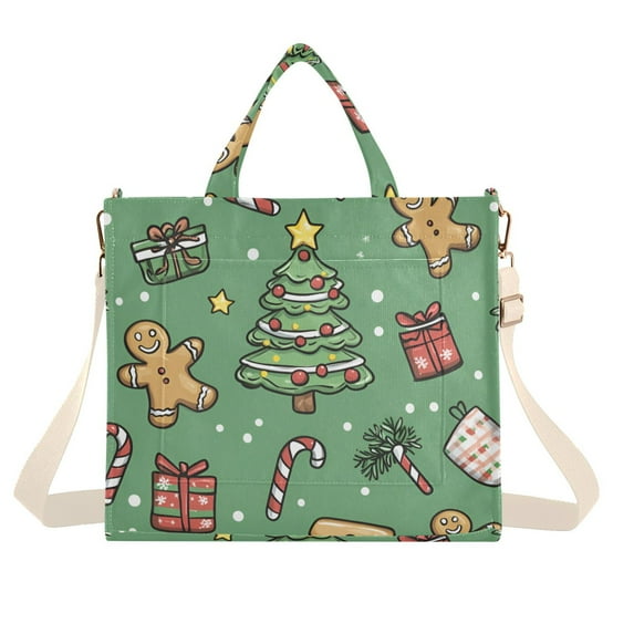FORMRS Womens Corduroy Tote Bag Crossbody Shoulder Handbag with Pocket, Christmas Cookies