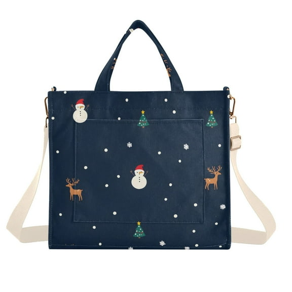 FORMRS Womens Corduroy Tote Bag Crossbody Shoulder Handbag with Pocket, Christmas Whimsy