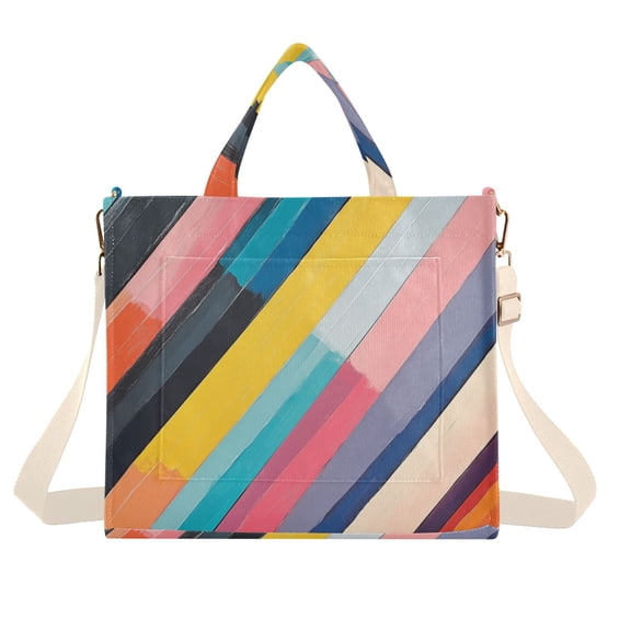 FORMRS Womens Corduroy Tote Bag Crossbody Shoulder Handbag with Pocket, Color Striped