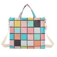 thumbnail image 1 of FORMRS Womens Corduroy Tote Bag Crossbody Shoulder Handbag with Pocket, Colorful Checkered Pattern, 1 of 7