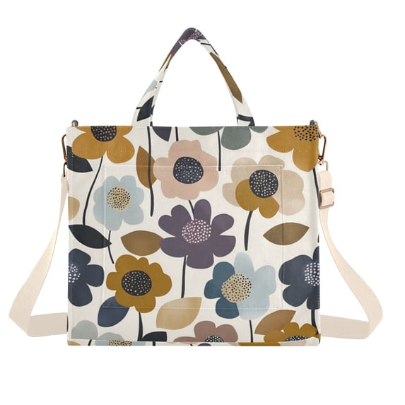 FORMRS Womens Corduroy Tote Bag Crossbody Shoulder Handbag with Pocket, Colorful Floral
