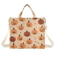thumbnail image 1 of FORMRS Womens Corduroy Tote Bag Crossbody Shoulder Handbag with Pocket, Colorful Halloween Pumpkin Pattern, 1 of 7