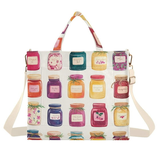 FORMRS Womens Corduroy Tote Bag Crossbody Shoulder Handbag with Pocket, Colorful Jam