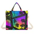 thumbnail image 1 of FORMRS Womens Corduroy Tote Bag Crossbody Shoulder Handbag with Pocket, Colorful Palm Tree Pattern, 1 of 7