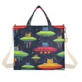 thumbnail image 1 of FORMRS Womens Corduroy Tote Bag Crossbody Shoulder Handbag with Pocket, Colorful Space Cat, 1 of 7