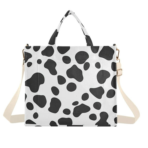 FORMRS Womens Corduroy Tote Bag Crossbody Shoulder Handbag with Pocket, Cow Spots
