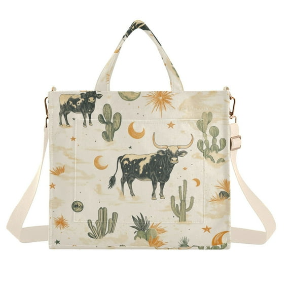 FORMRS Womens Corduroy Tote Bag Crossbody Shoulder Handbag with Pocket, Cowboy Pattern