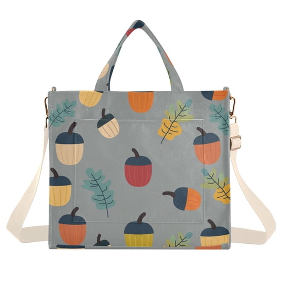 FORMRS Womens Corduroy Tote Bag Crossbody Shoulder Handbag with Pocket, Cute Acorns Pattern