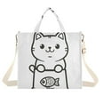 thumbnail image 1 of FORMRS Womens Corduroy Tote Bag Crossbody Shoulder Handbag with Pocket, Cute Chubby Cat, 1 of 7