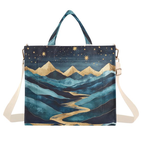 FORMRS Womens Corduroy Tote Bag Crossbody Shoulder Handbag with Pocket, Dark Mountains