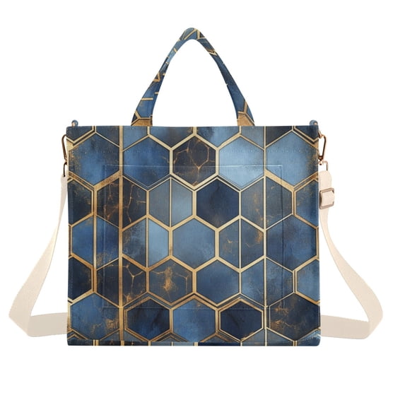 FORMRS Womens Corduroy Tote Bag Crossbody Shoulder Handbag with Pocket, Elegant Hexagon Pattern