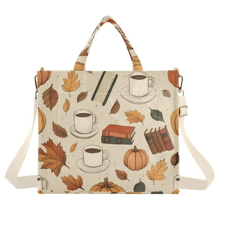 FORMRS Womens Corduroy Tote Bag Crossbody Shoulder Handbag with Pocket, Fall Book