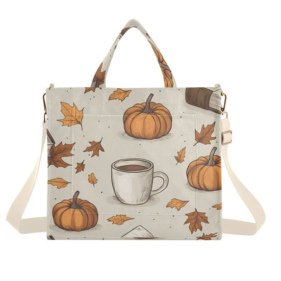 FORMRS Womens Corduroy Tote Bag Crossbody Shoulder Handbag with Pocket, Fall Pumpkin Pattern