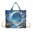 thumbnail image 1 of FORMRS Womens Corduroy Tote Bag Crossbody Shoulder Handbag with Pocket, Floral Moon, 1 of 7