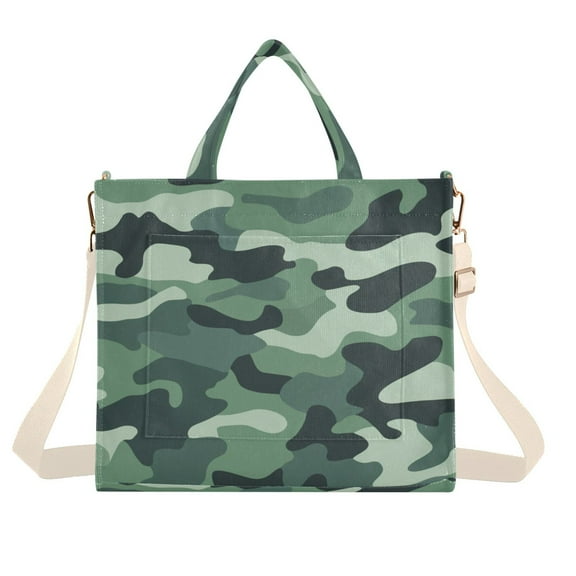 FORMRS Womens Corduroy Tote Bag Crossbody Shoulder Handbag with Pocket, Forest Camouflage Pattern