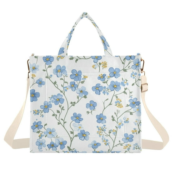 FORMRS Womens Corduroy Tote Bag Crossbody Shoulder Handbag with Pocket, Forget Me Not