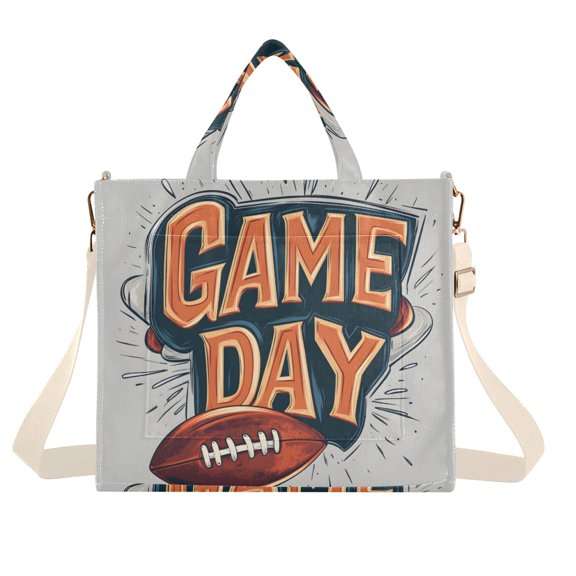 FORMRS Womens Corduroy Tote Bag Crossbody Shoulder Handbag with Pocket, Game Day