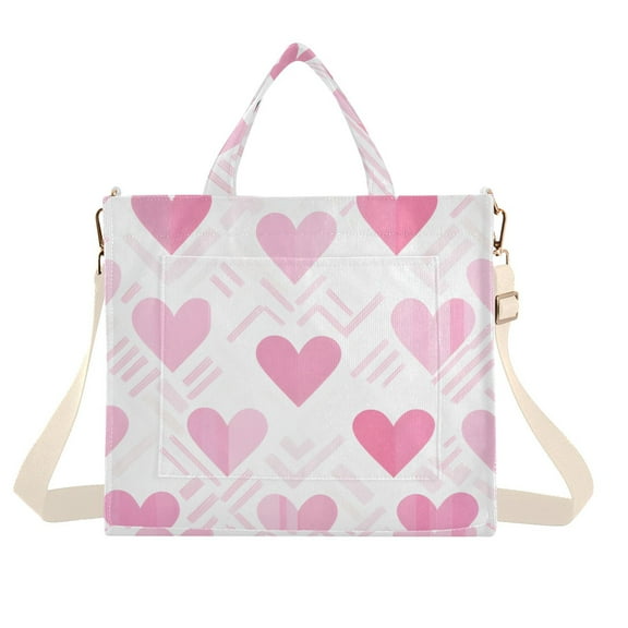 FORMRS Womens Corduroy Tote Bag Crossbody Shoulder Handbag with Pocket, Geometric Love