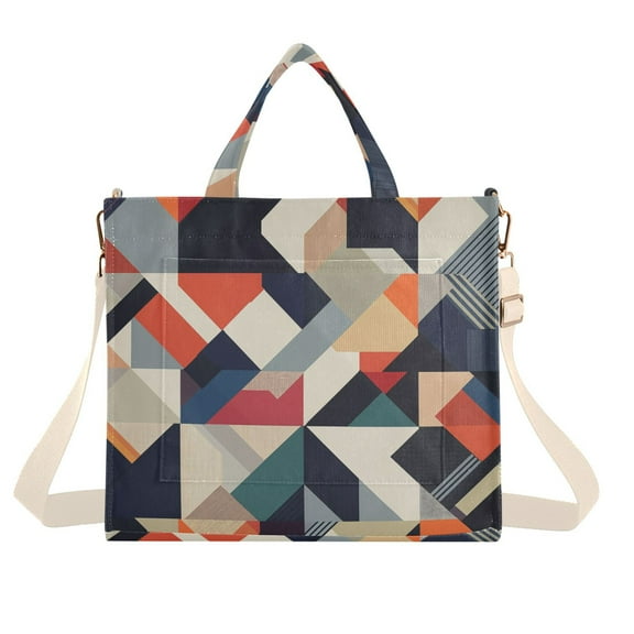 FORMRS Womens Corduroy Tote Bag Crossbody Shoulder Handbag with Pocket, Geometric Pattern