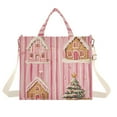 thumbnail image 1 of FORMRS Womens Corduroy Tote Bag Crossbody Shoulder Handbag with Pocket, Gingerbread Houses, 1 of 7