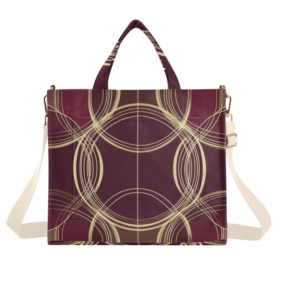 FORMRS Womens Corduroy Tote Bag Crossbody Shoulder Handbag with Pocket, Gold Abstract Pattern