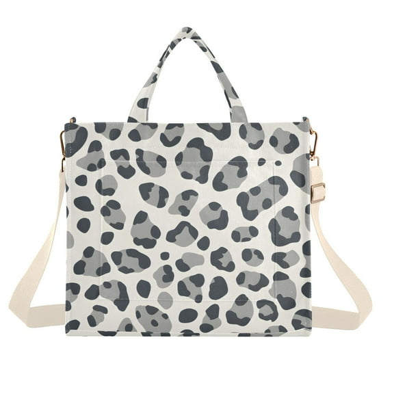 FORMRS Womens Corduroy Tote Bag Crossbody Shoulder Handbag with Pocket, Gray Leopard Pattern