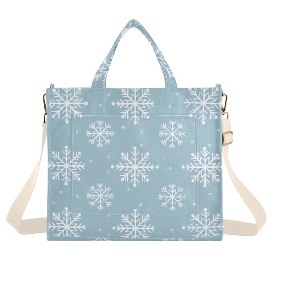 FORMRS Womens Corduroy Tote Bag Crossbody Shoulder Handbag with Pocket, Gray Snowflake