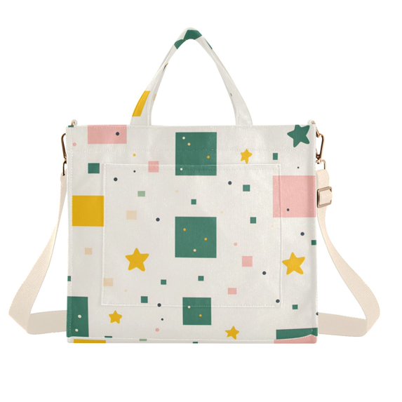 FORMRS Womens Corduroy Tote Bag Crossbody Shoulder Handbag with Pocket, Green Abstract Pattern