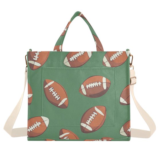 FORMRS Womens Corduroy Tote Bag Crossbody Shoulder Handbag with Pocket, Green American Footballs