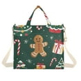 thumbnail image 1 of FORMRS Womens Corduroy Tote Bag Crossbody Shoulder Handbag with Pocket, Green Christmas Gingerbread, 1 of 7
