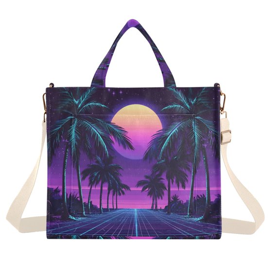 FORMRS Womens Corduroy Tote Bag Crossbody Shoulder Handbag with Pocket, Green Digital Art