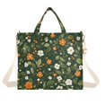thumbnail image 1 of FORMRS Womens Corduroy Tote Bag Crossbody Shoulder Handbag with Pocket, Green Flowers Pattern, 1 of 7