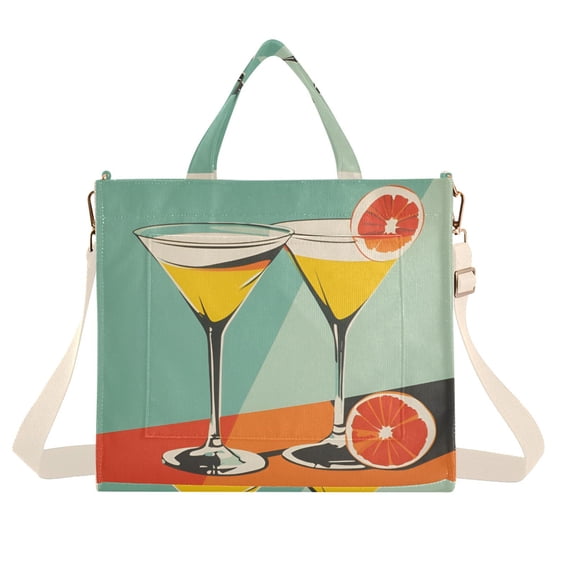 FORMRS Womens Corduroy Tote Bag Crossbody Shoulder Handbag with Pocket, Green Glasses