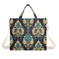 thumbnail image 1 of FORMRS Womens Corduroy Tote Bag Crossbody Shoulder Handbag with Pocket, Green Peacock Pattern, 1 of 7
