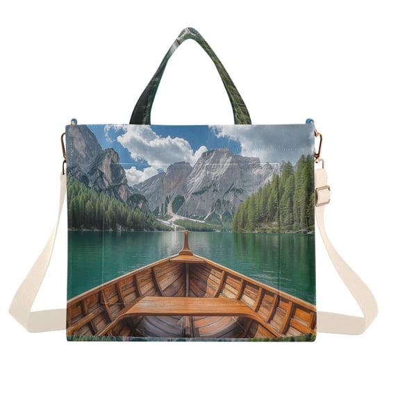 FORMRS Womens Corduroy Tote Bag Crossbody Shoulder Handbag with Pocket, Lake