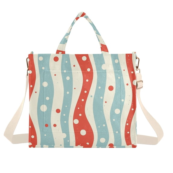 FORMRS Womens Corduroy Tote Bag Crossbody Shoulder Handbag with Pocket, Light Blue Pattern