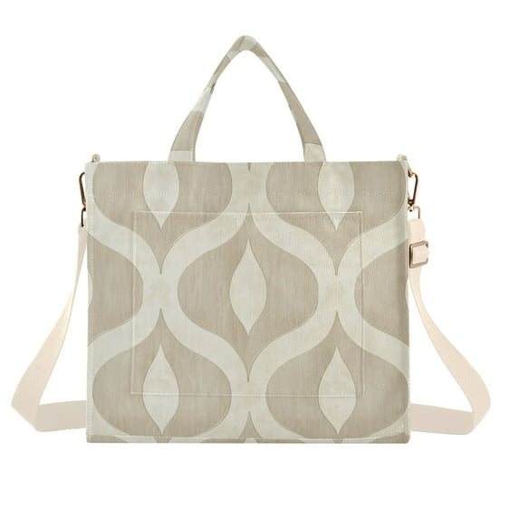 FORMRS Womens Corduroy Tote Bag Crossbody Shoulder Handbag with Pocket, Light Brown Pattern