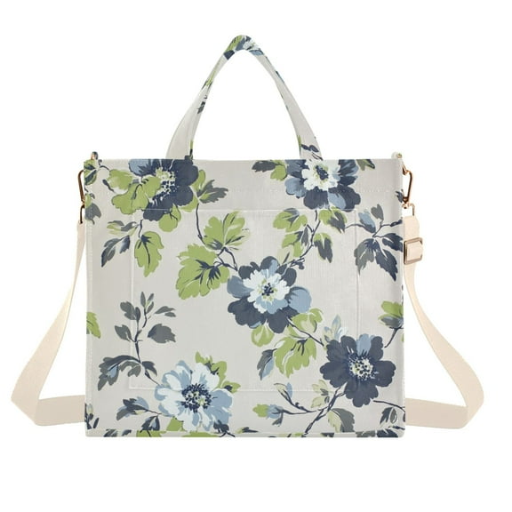 FORMRS Womens Corduroy Tote Bag Crossbody Shoulder Handbag with Pocket, Light Floral Pattern