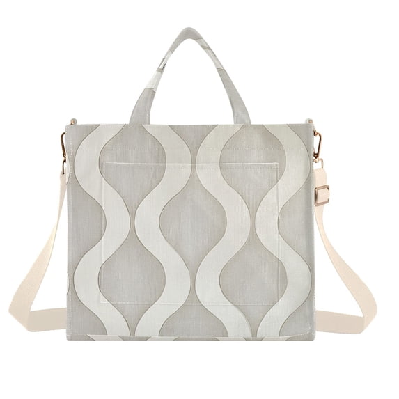 FORMRS Womens Corduroy Tote Bag Crossbody Shoulder Handbag with Pocket, Light Gray Pattern