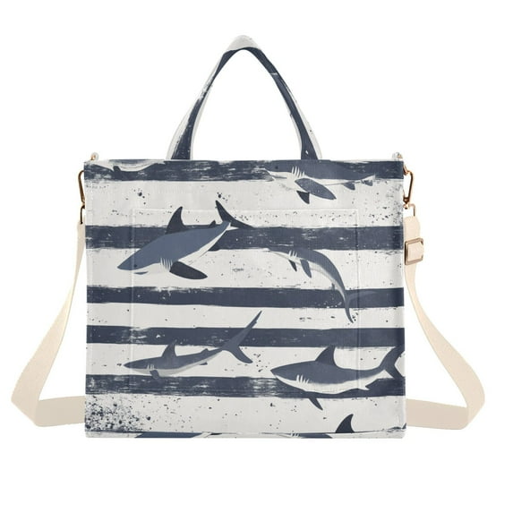 FORMRS Womens Corduroy Tote Bag Crossbody Shoulder Handbag with Pocket, Light Sharks