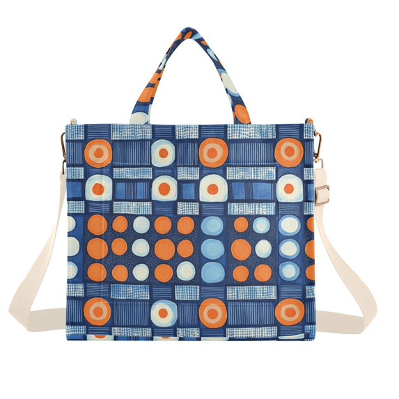 FORMRS Womens Corduroy Tote Bag Crossbody Shoulder Handbag with Pocket, Modern Color Circle