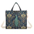 thumbnail image 1 of FORMRS Womens Corduroy Tote Bag Crossbody Shoulder Handbag with Pocket, Navy Blue Peacock Pattern, 1 of 7