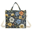 thumbnail image 1 of FORMRS Womens Corduroy Tote Bag Crossbody Shoulder Handbag with Pocket, Navy Floral Pattern, 1 of 7