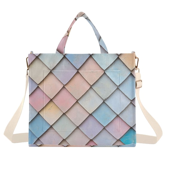 FORMRS Womens Corduroy Tote Bag Crossbody Shoulder Handbag with Pocket, Orange Art Pattern