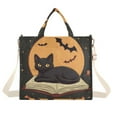 thumbnail image 1 of FORMRS Womens Corduroy Tote Bag Crossbody Shoulder Handbag with Pocket, Orange Halloween Cat, 1 of 7