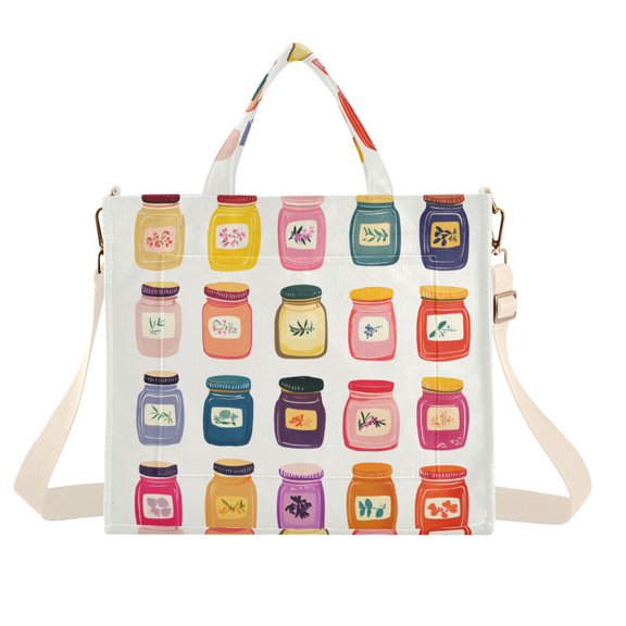 FORMRS Womens Corduroy Tote Bag Crossbody Shoulder Handbag with Pocket, Orange Jar