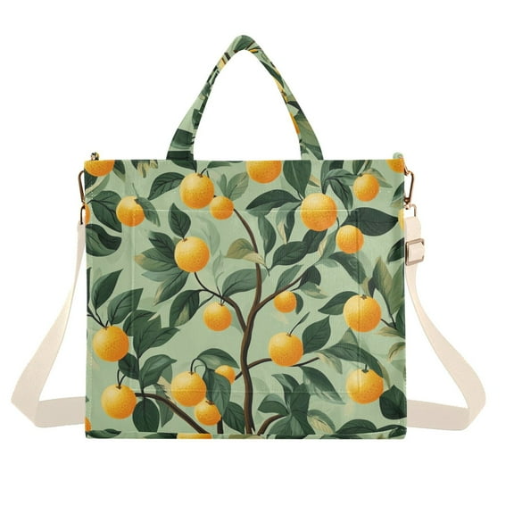 FORMRS Womens Corduroy Tote Bag Crossbody Shoulder Handbag with Pocket, Orange Tree