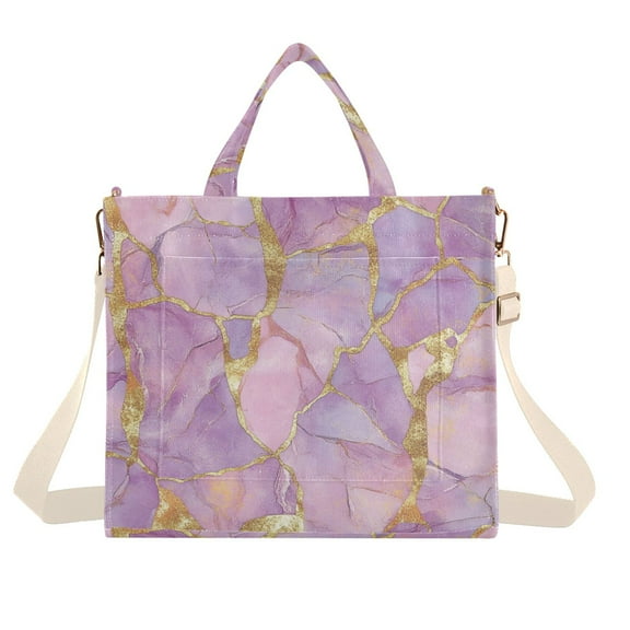 FORMRS Womens Corduroy Tote Bag Crossbody Shoulder Handbag with Pocket, Pastel Pink Marble Pattern