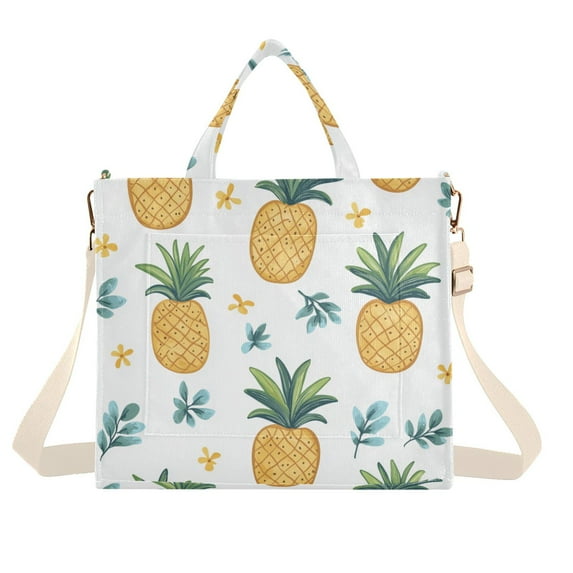 FORMRS Womens Corduroy Tote Bag Crossbody Shoulder Handbag with Pocket, Pineapple