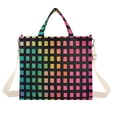 thumbnail image 1 of FORMRS Womens Corduroy Tote Bag Crossbody Shoulder Handbag with Pocket, Pink Block Pattern, 1 of 7
